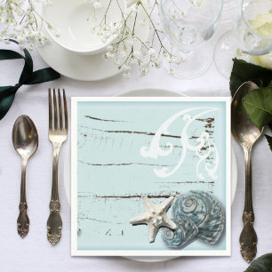 Serviette Jetable plage tropicale aqua bleu mariage d'étoiles de mer