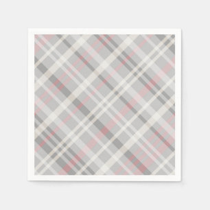 Serviette Jetable plaid blanc gris rose classique