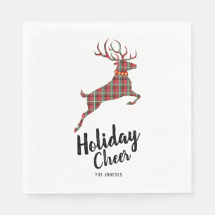 Serviette Jetable Plaid Reindeer Holiday Cheval