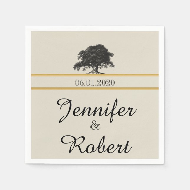 Serviette Jetable Plantation de chêne en Mariage d'or Napkin (Devant)
