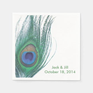 Serviette Jetable Plumes Peacock personnalisées Napkin