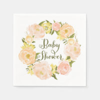 Poche Aquarelle Peonies Baby shower de couronne Na