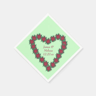 Serviette Jetable Poinsettia Coeur Noël serviettes personnalisées