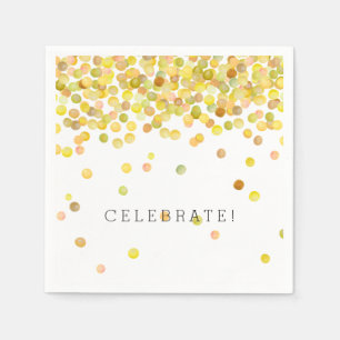 Serviette Jetable Points Confetti Jaune Or