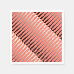 Serviette Jetable Points en satin - corail et étain
