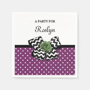 Serviette Jetable Points mignons pourpres Rose vert Chevron Bow avec