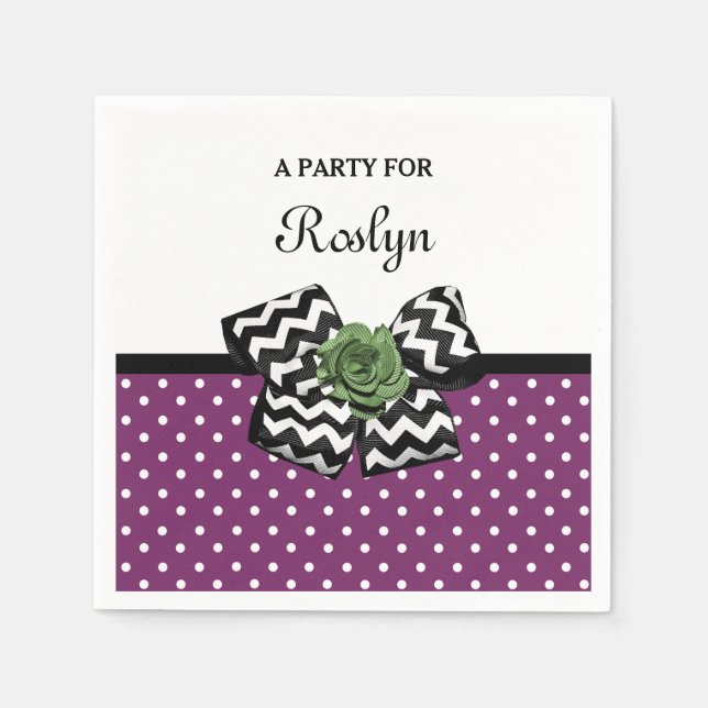 Serviette Jetable Points mignons pourpres Rose vert Chevron Bow avec (Devant)