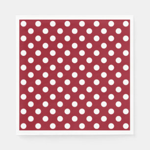 Serviette Jetable Pois blancs sur Crimson Red