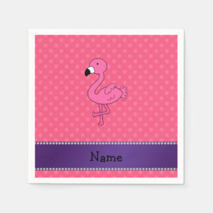 Serviette Jetable Pois rose nommé personnalisé de rose de flamant