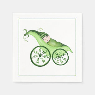 Serviette Jetable Pois vert Poussette bébé et bébé