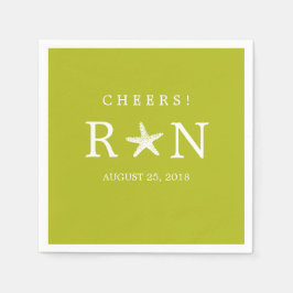 Serviette Jetable Poisson d'étoile au Monogramme vert citron | Maria