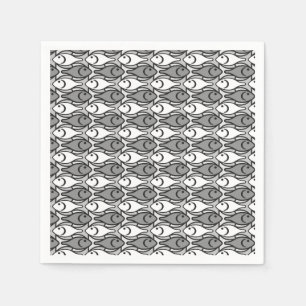 Serviette Jetable Poisson Moderne milieu du XXe siècle, gris, blanc 