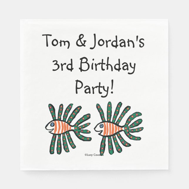 Serviette Jetable Poisson vert et orange Twin Fin (Devant)