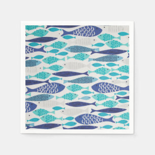 Serviette Jetable Poissons bleus