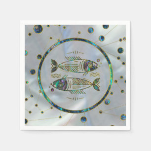 Serviette Jetable Poissons Zodiac or Abalone sur Constellation