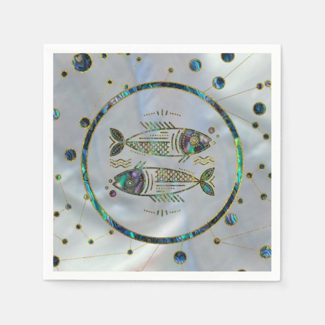 Serviette Jetable Poissons Zodiac or Abalone sur Constellation (Devant)
