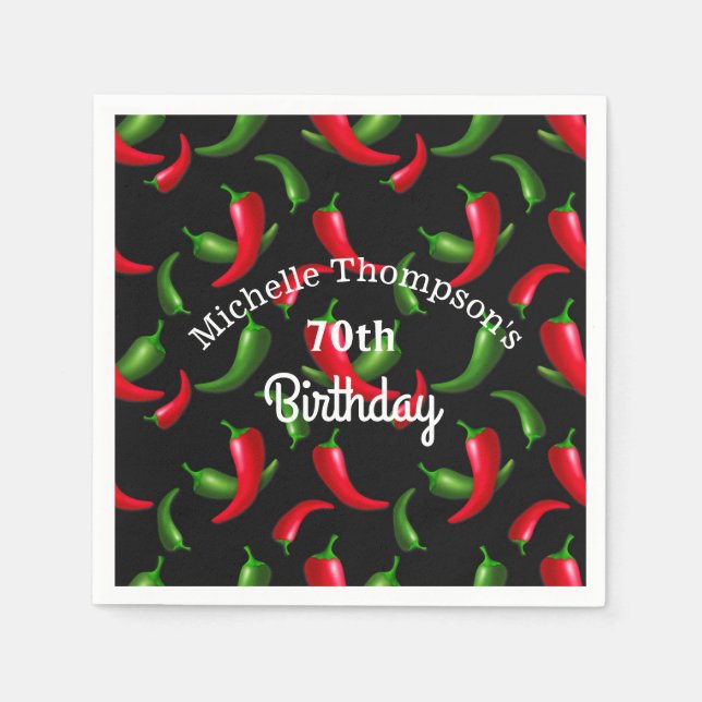 Serviette Jetable Poivre rouge et vert serviettes d'anniversaire (Devant)