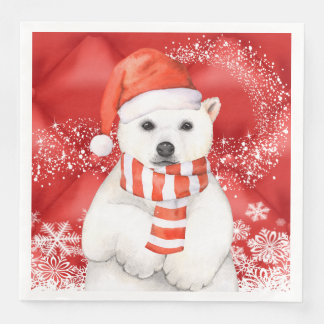 Serviette Jetable polaire en a santa cap - snowflaw white