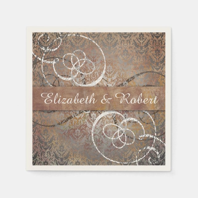 Serviette Jetable Pompei Damask Élégant Mariage d'antiquité toscan (Devant)