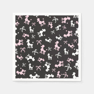 Serviette Jetable Poodle Love rose et noir