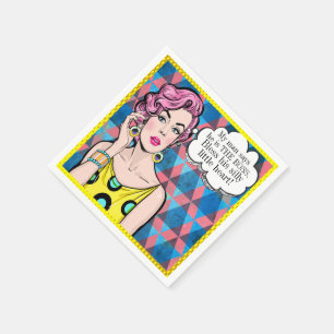Serviette Jetable Pop Art Relatiship Humour Cocktail Napkin