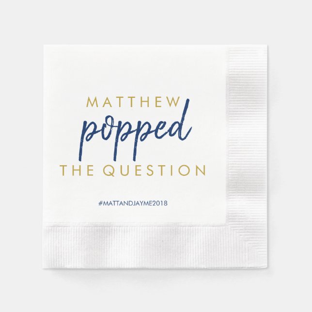 Serviette Jetable Posé la question Napkin Marine White Gold (Devant)