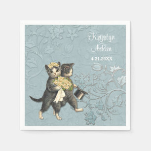 Serviette Jetable Posh Cats Mariage 2 Bleu