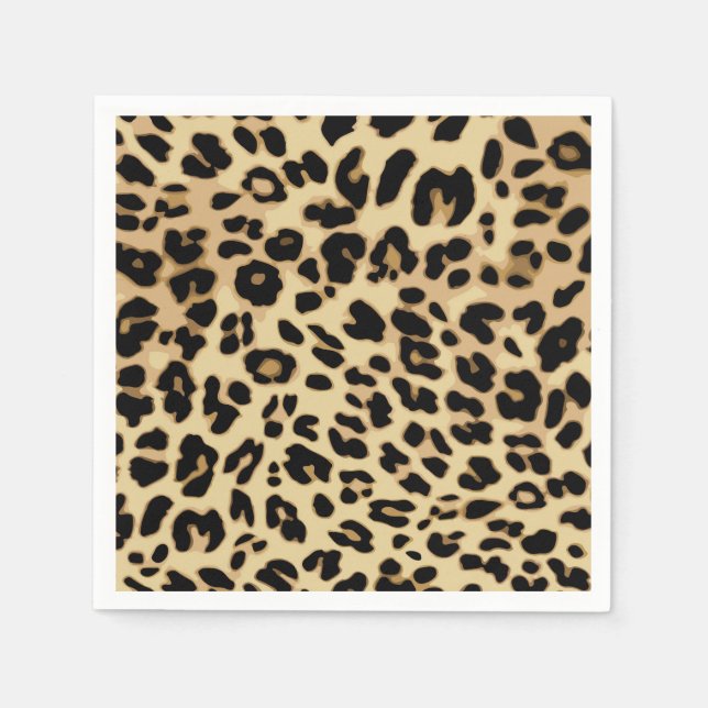 Serviette Jetable Poster de animal Motif Leopard Noir/Or (Devant)