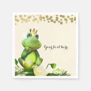 Serviette Jetable Prince Grenouille Vert & Or Baby Shower Fête sur m