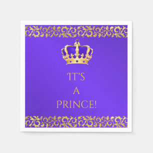 Serviette Jetable Prince Royal Purple & Gold Crown