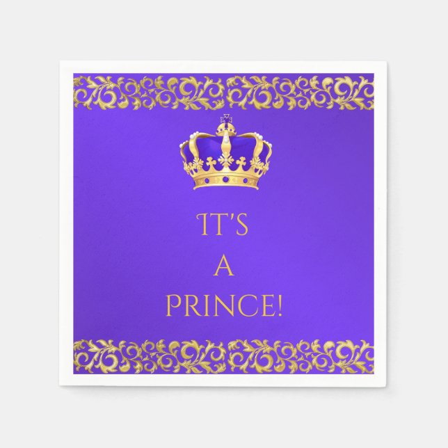 Serviette Jetable Prince Royal Purple & Gold Crown (Devant)
