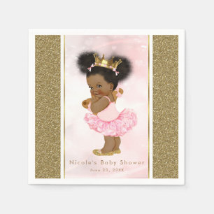 Serviette Jetable Princesse en or rose Vintage Fille Noir Baby Showe