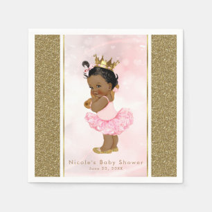 Serviette Jetable Princesse Or Rose Vintage Fille Sombre Baby Shower