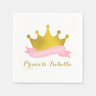 Serviette Jetable Princesse rose et or fête d'anniversaire
