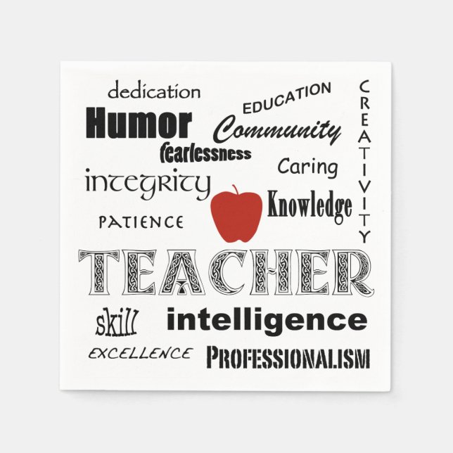 Serviette Jetable Professeur Pride+Pomme rouge (Devant)