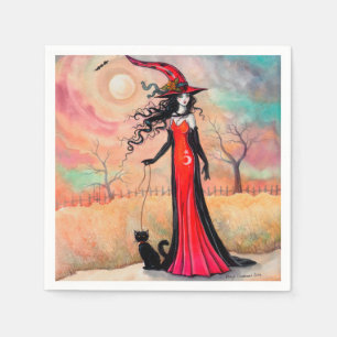 Serviette Jetable Promenade d'automne Sorcière d'Halloween Fantastiq