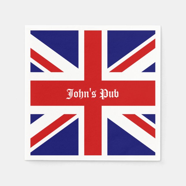 Serviette Jetable Pub britannique personnalisé Union Jack (Devant)