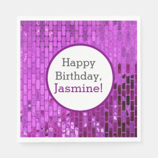 Serviette Jetable Purple Disco Ball Tiles Party