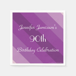 Serviette Jetable Purple Striped, 90e fête d'anniversaire, Nom, Papi