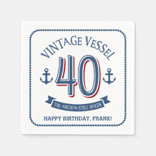 Serviette Jetable Quarantième anniversaire nautique