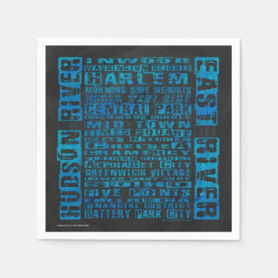 Serviette Jetable Quartiers NYC Bleu