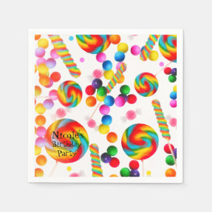 Serviette Jetable Rainbow Candy Sweet fête d'anniversaire Candyland