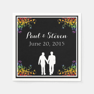 Serviette Jetable Rainbow Flouritures Gay Mariage Cocktail Napkins