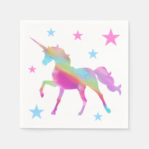 Serviette Jetable Rainbow Unicorn Et Stars Papier Serviettes