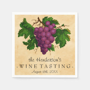 Serviette Jetable Raisins vintages de partie d'échantillon de vin