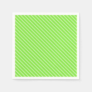 Serviette Jetable Rayures diagonales - vert citron et blanc