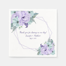 Serviette Jetable Réception des peonées d'aquarelle violette de la p