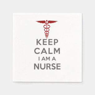 Serviette Jetable Red Caduceus Keep Calm Je suis une infirmière