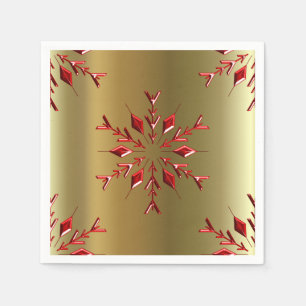 Serviette Jetable Red Christmas Stars on Gold