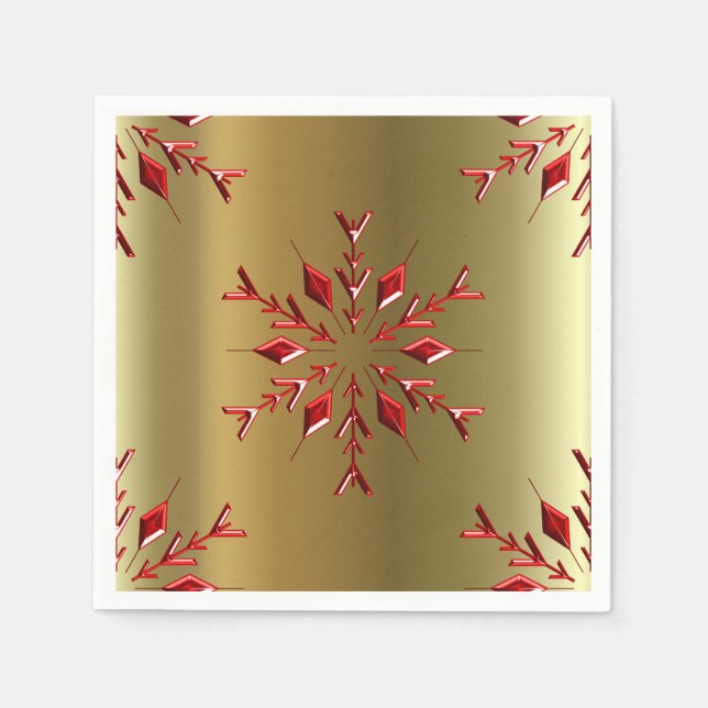 Serviette Jetable Red Christmas Stars on Gold (Devant)
